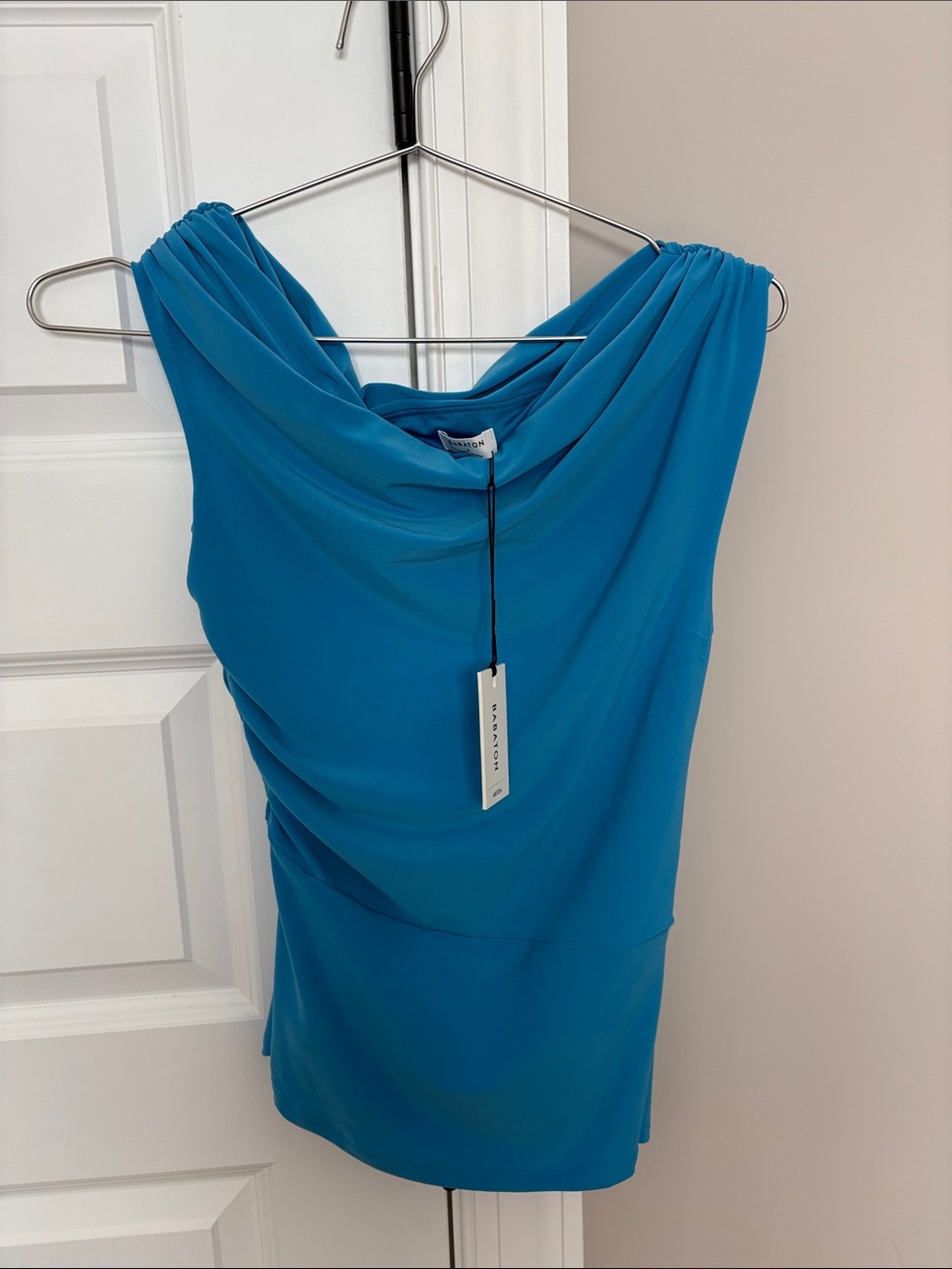 Aritzia Blue Draped Neck Sleeveless top